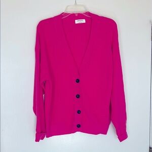 Zenana fun bright pink / fushia cardigan sweater, size L